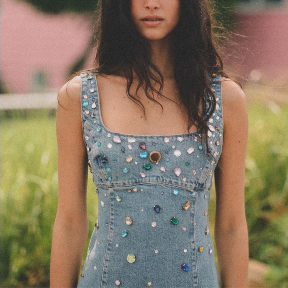 ZARA 2025 collection ZARA TRF jewel denim dress size XL
